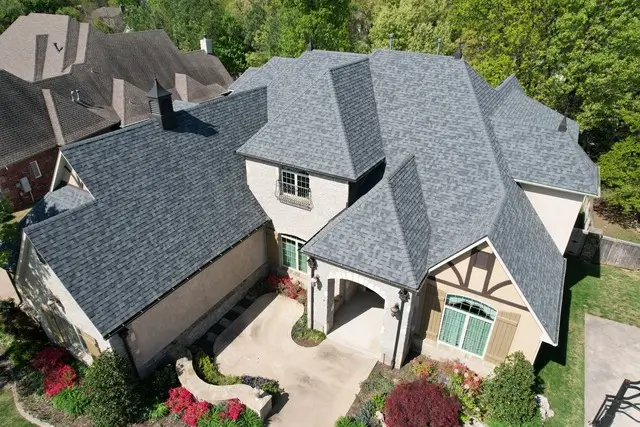 Professional roofing team at work